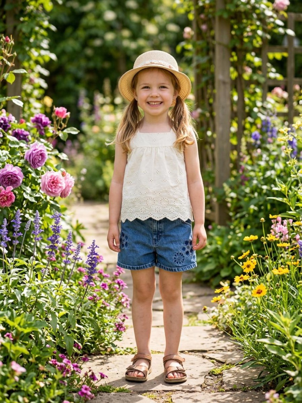 GAP Denim Eyelet Embroidered Shorts - Blue